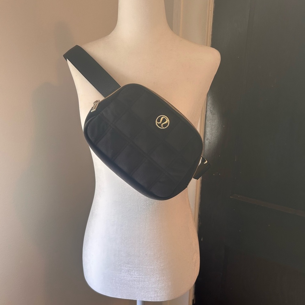 lululemon athletica Black Velvet Quilted Crossbody Bag